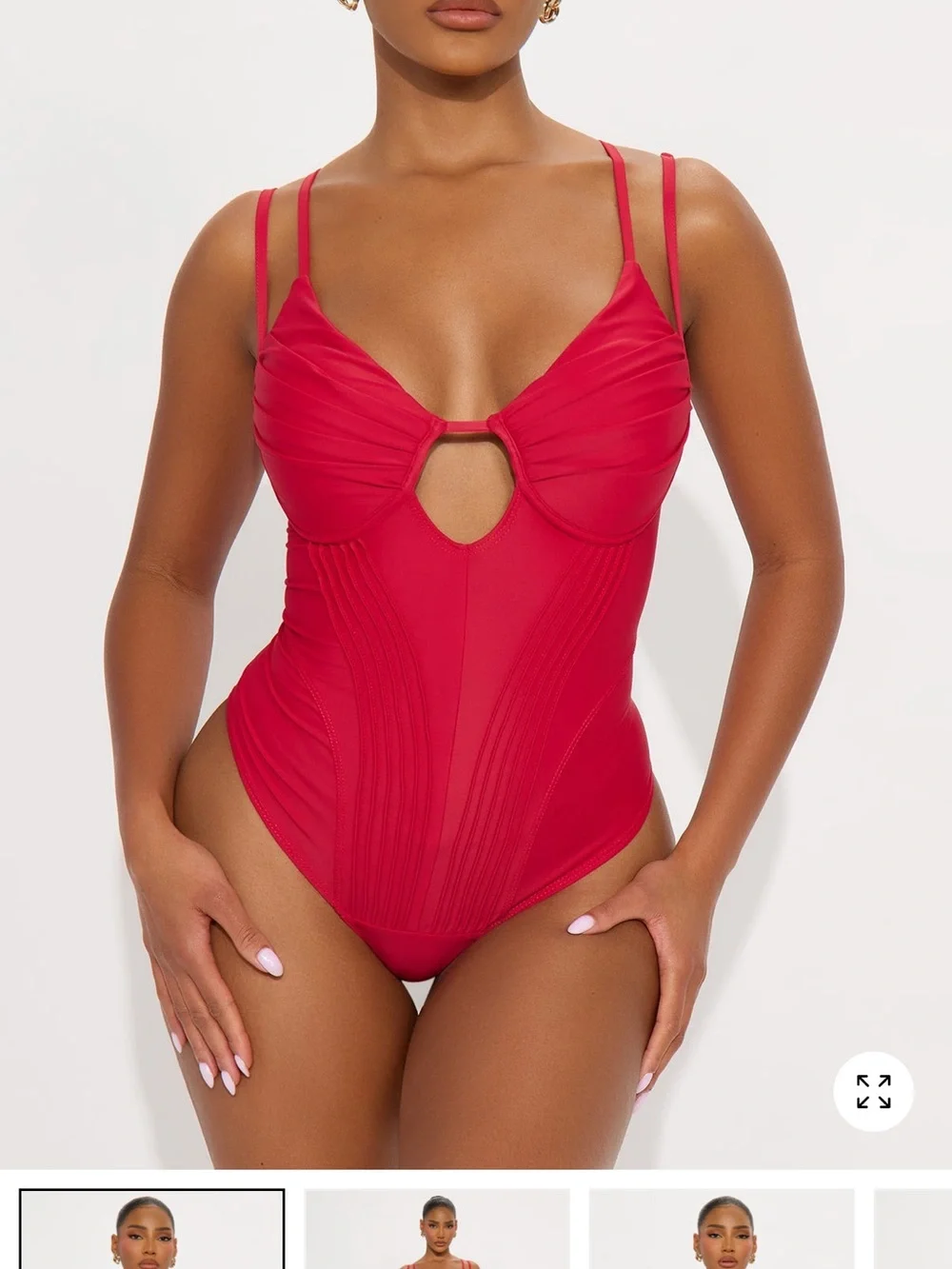 Fashion Nova Red Keyhole One-Piece Swimsuit